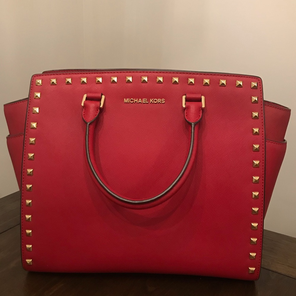 Michael Kors Red Studded Selma Handbag